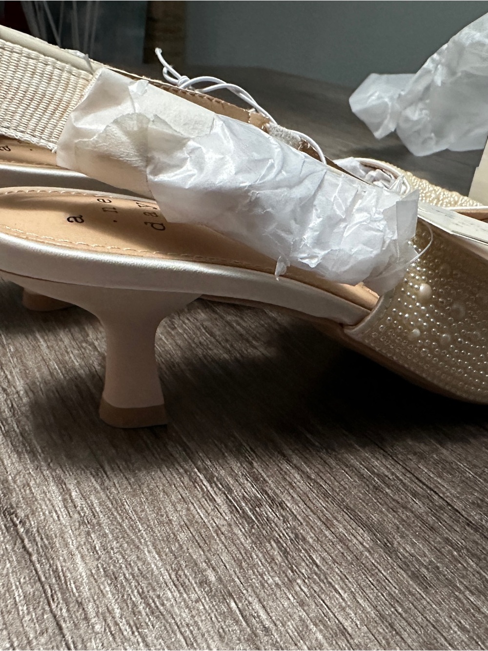 Target cream & gold pearl embellished slingback heels in US 8 - Picture 5 of 8